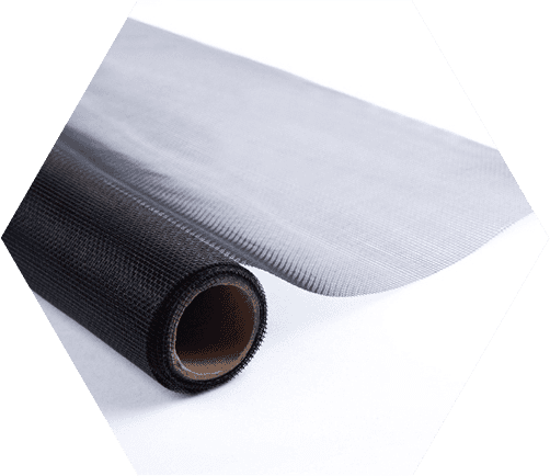 A roll of fiberglass insect mesh with black color.