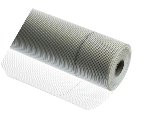 A roll of fiberglass mesh with white color.