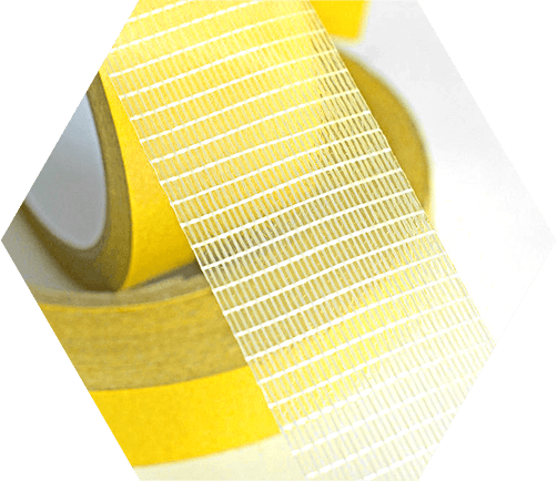 Fiberglass self-adhesive tapes with yellow color.