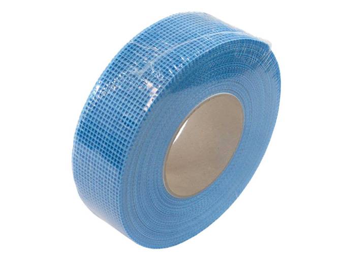 Un rollos de cinta de fibra de vidrio con color azul.
